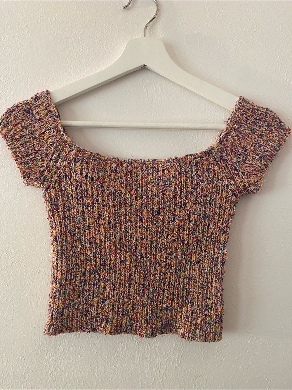 Multicolor Knit Scoop Neck Crop Top